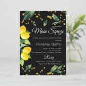 Lemon Black Theme Elegant Bridal Shower Kaart (Staand voorkant)
