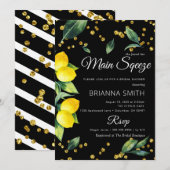 Lemon Black Theme Elegant Bridal Shower Kaart (Voorkant / Achterkant)