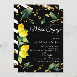 Lemon Black Theme Elegant Bridal Shower Kaart