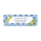 Lemon Blau Tegel Groene Retouradreslabel Etiket (Voorkant)