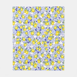 Lemon Blauwe Franse Landelijke Waterverf Tegel Fleece Deken