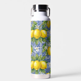 Lemon Blauwe Franse Landelijke Waterverftegel Waterfles
