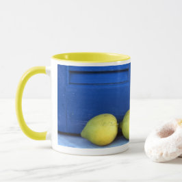 Lemon blauwe mok en donut
