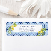 Lemon Blauwe Tegel Groene Retouradreslabel Etiket (Insitu)