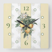 Lemon Bliss Vierkante Wandklok (Voorkant)