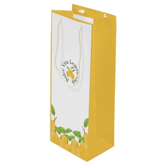Lemon Bloom Collectie Wijn Cadeautas (Voorkant Gekanteld)