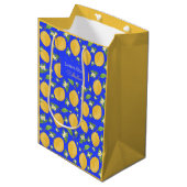 Lemon Bloom Collection gebloemd blauw Medium Cadeauzakje (Voorkant Gekanteld)