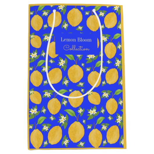 Lemon Bloom Collection gebloemd blauw Medium Cadeauzakje (Voorkant)