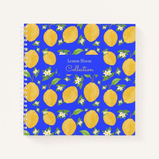 Lemon Bloom Collection gebloemd blauw Notitieboek (Voorkant)