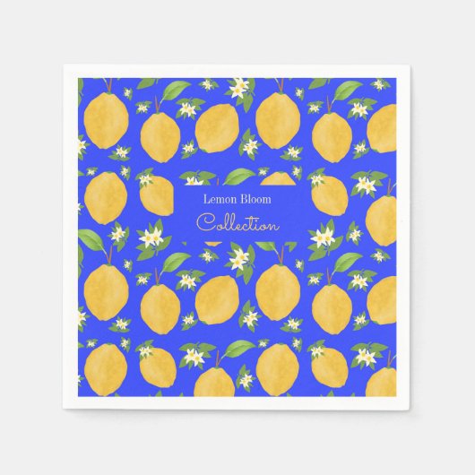 Lemon Bloom Collection gebloemd blauw Servet (Voorkant)