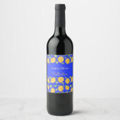 Lemon Bloom Collection gebloemd blauw Wijn Etiket (Voorkant)