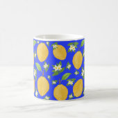 Lemon Bloom Collection patterned blue Koffiemok (Center)