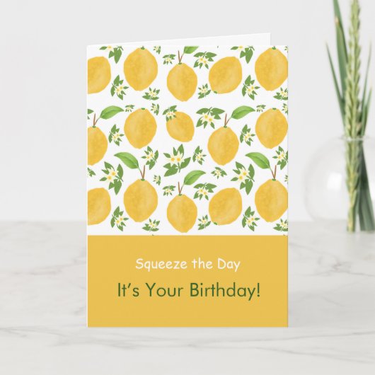 Lemon Bloom Collection wit gebloemd Verjaardag Kaart (Voorkant)