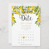 Lemon Bloom Groene Save the Date Agenda Kaart (Voorkant)