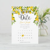 Lemon Bloom Groene Save the Date Agenda Kaart (Staand voorkant)