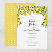 Lemon Bloom Groene Waterverf Baby Shower Kaart (Voorkant / Achterkant)