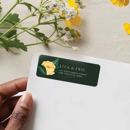 Lemon Blossom Floral Tree Elegant Green Wedding Etiket