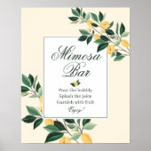 Lemon Blossom Floral Tree Elegant Mimosa Bar Poster (Voorkant)