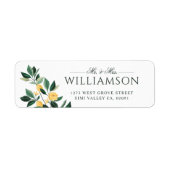 Lemon Blossom Floral Tree Elegant Minimal Wedding Etiket (Voorkant)