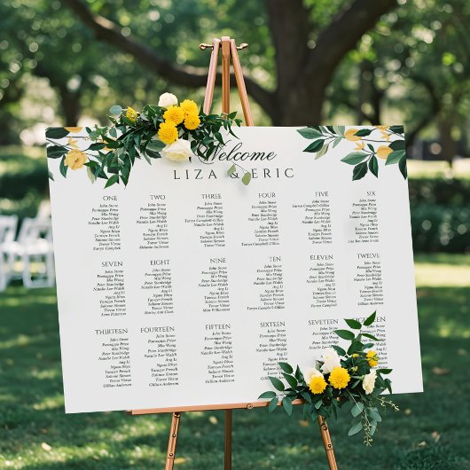 Lemon Blossom Floral Tree Elegant Minimal Wedding Poster