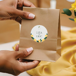 Lemon Blossom Floral Tree Elegant Minimal Wedding Ronde Sticker