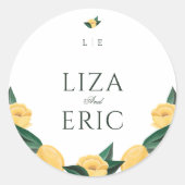 Lemon Blossom Floral Tree Elegant Minimal Wedding Ronde Sticker (Voorkant)