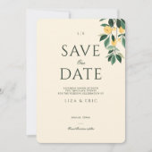 Lemon Blossom Floral Tree Elegant Minimal Wedding Save The Date (Voorkant)