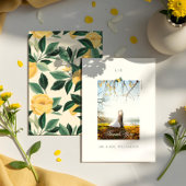 Lemon Blossom Floral Tree Elegant Wedding Photo Bedankkaart