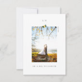 Lemon Blossom Floral Tree Elegant Wedding Photo Bedankkaart (Voorkant)