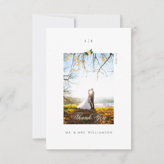 Lemon Blossom Floral Tree Elegant Wedding Photo Bedankkaart (Voorkant)