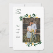 Lemon Blossom Floral Tree Elegant Wedding Photo Save The Date (Voorkant)