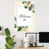 Lemon Blossom Floral Tree Elegant Welkom Poster (Thuiskantoor)