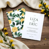 Lemon Blossom Floral Tree Elegant White Wedding Kaart