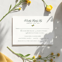 Lemon Blossom Floral Tree Elegant White Wedding RSVP Kaartje
