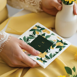 Lemon Blossom Floral Tree Elegant White Wedding Servet