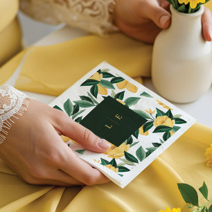 Lemon Blossom Floral Tree Elegant White Wedding Servet