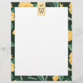 Lemon Blossom Floral Tree Elegant Yellow Wedding Briefhoofd (Voorkant)