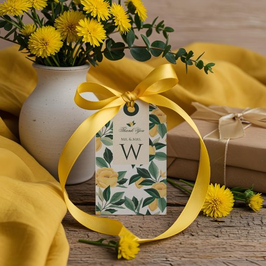 Lemon Blossom Floral Tree Elegant Yellow Wedding Cadeaulabel