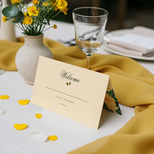 Lemon Blossom Floral Tree Elegant Yellow Wedding Plaatskaartje