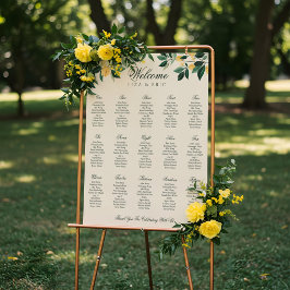 Lemon Blossom Floral Tree Elegant Yellow Wedding Poster