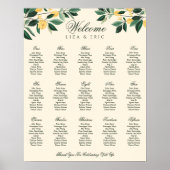 Lemon Blossom Floral Tree Elegant Yellow Wedding Poster (Voorkant)
