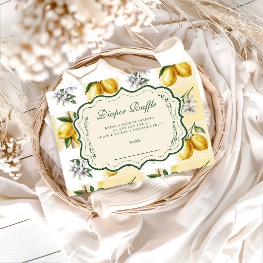 Lemon Blossom Garden Baby Shower Diapper Raffle Informatiekaartje
