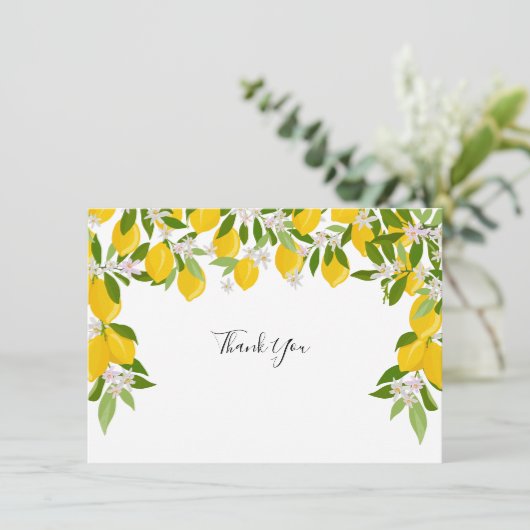 Lemon Blossom Greenery Bedankkaart (Staand voorkant)