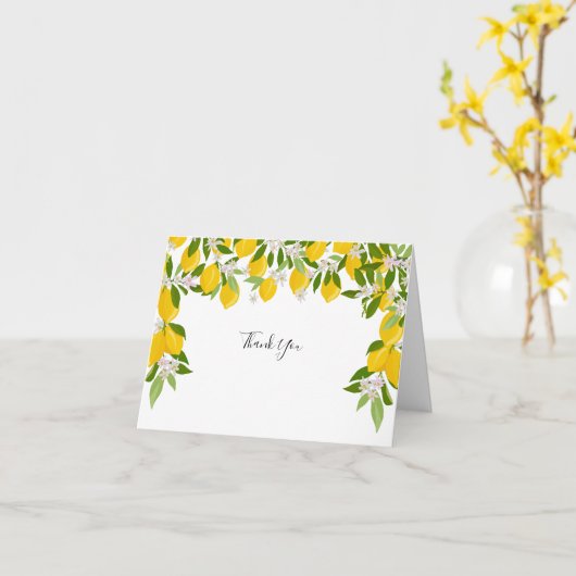 Lemon Blossom Greenery Bedankt Kaart (Gele Bloem)