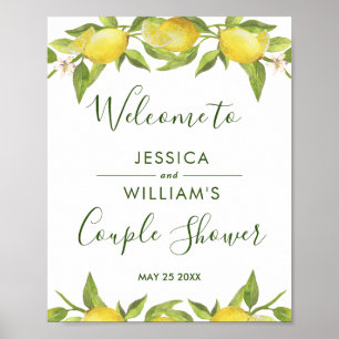 Lemon Blossom Greenery Couples Welkomstbord Poster