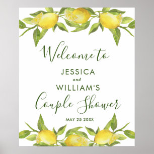 Lemon Blossom Greenery Couples Welkomstbord Poster
