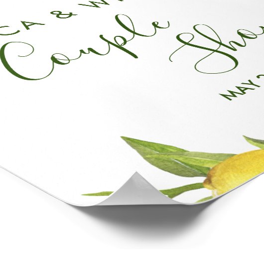 Lemon Blossom Greenery Couples Welkomstbord Poster (Hoek)