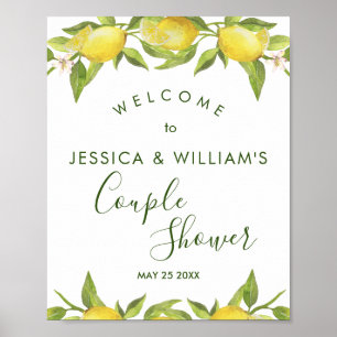 Lemon Blossom Greenery Couples Welkomstbord Poster