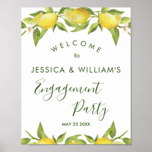Lemon Blossom Greenery Engagement Party Poster