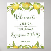 Lemon Blossom Greenery Engagement Party Poster (Voorkant)